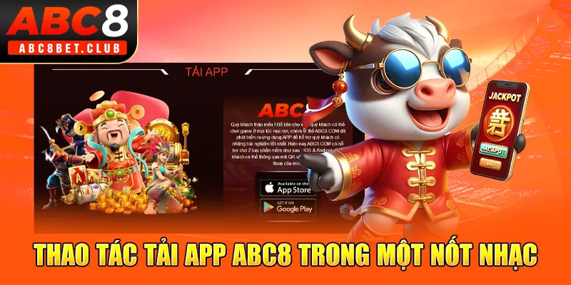 Thao tác tải app ABC8 trong một nốt nhạc